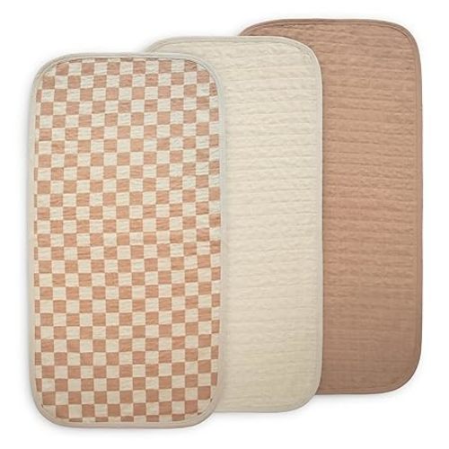 mushie Water Repellent Changing Pad Liners | Made with Organic Cotton | Set of 3 (Pastel Blooms Combo)