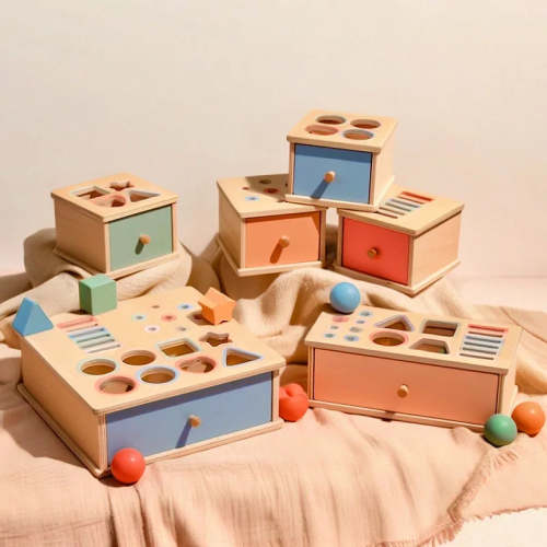 Montessori Object Permanence Boxes - Color Sorting & Shape Recognition