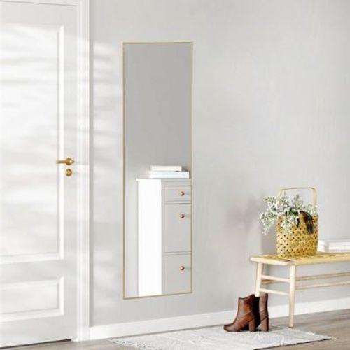 JIONJOY 16 x 59 Metal Rectangle Mirror - Golden