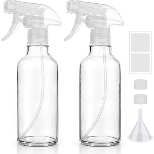 12oz Glass Spray Bottles 2 Pack,Mist/Stream Spraying