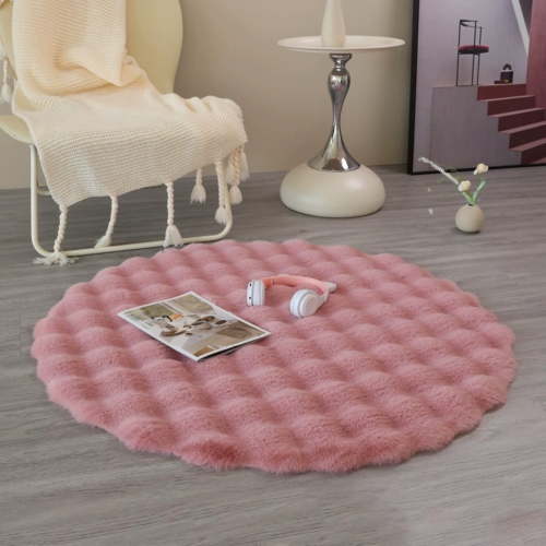 Antqov Round Area Rug 16x16" Washable Soft Rugs Non Slip Circle Front Door Rugs Faux Fur Floor Carpet for Bedroom Living Room Home Decor