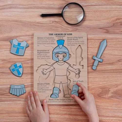 Educational Toys Bible Lesson for Kid Armor of God Wooden Puzzle Games Christian Activity Bible Puzzle Sunday School Crafts Baby Gifts