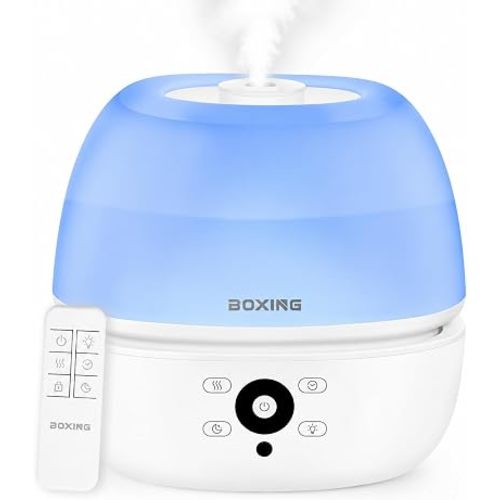 3L Top Fill Humidifier for Bedroom, 20dB Whisper-Quiet Cool Mist with Easy Remote Control, 30H Runtime, Night Light, Essential Oil Tray, Timer for Baby, Plants and Home