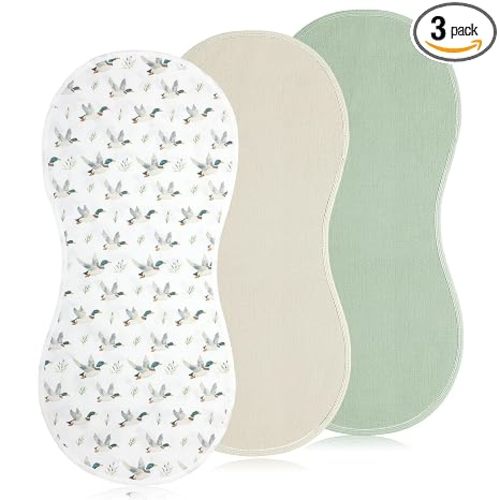 Hahafelt 3 Pcs Baby Changing Pad Liners,Mallard Duck,Flaxen | Compatible with Peanut Changer, Organic Cotton Cover, Waterproof Backing, Washable Reusable, Warm Soft for Baby