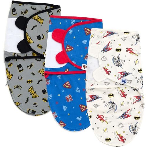 DC Comics Justice League The Flash Superman Batman Baby 3 Pack Swaddle Sacks Newborn to Infant