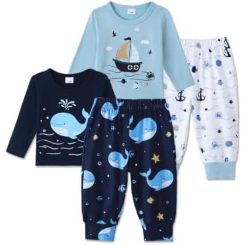 NZRVAWS Baby Boy 4PC Toddler Infant Clothes Outfit Fall Winter 0-4T