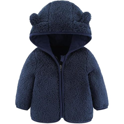 Gajaous Infant Baby Boys Girls Cartoon Fleece Jacket Hooded Coat with Ears Warm Zipper Up Outwear