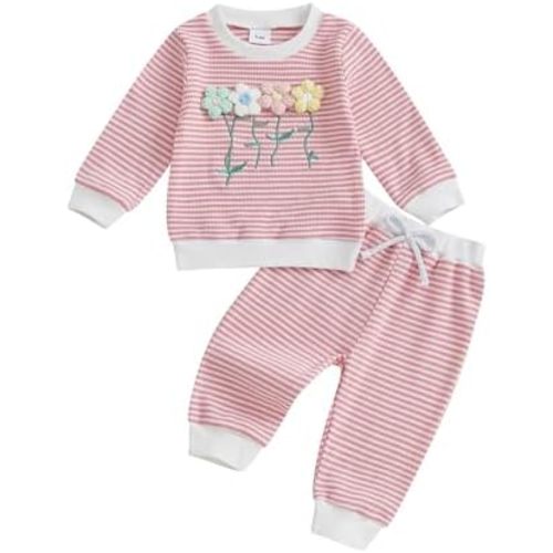 Socutebabe Little Girls Valentines Day Clothes Toddler Girl 3D Flower Long Sleeve Sweatshirt Pullover Top Pants Cute Outfit