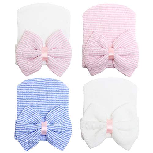 Sarfel Newborn Hats for Girls Hospital Hat Baby Girl Bows and Headbands Infant Beanie Nursery Caps