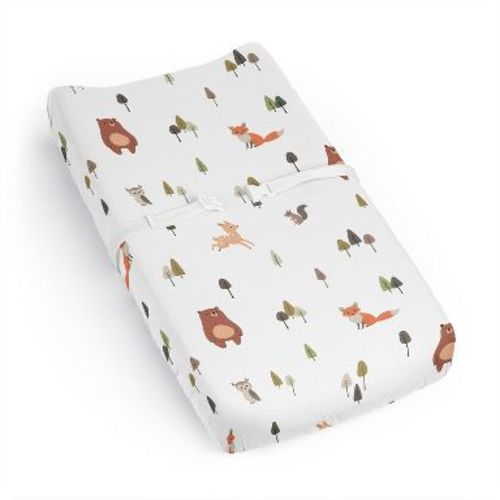 Sweet Jojo Designs Boy Girl Gender Neutral Unisex Changing Pad Sheet Woodland Animal Pals Green Beige and Orange