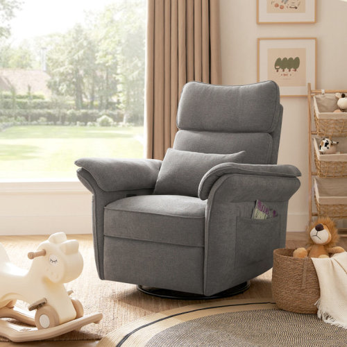Beckette 41.75" Modern Swivel Glider Nursery Power Recliner with Adjustable Headrest