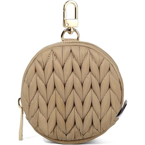 Pacifier Holder Case with Clip, Pacifier Pouch Cover,Pacifier CharmPod with Clasp to Easily Attach to a Diaper Bag for Mom Bag (Beige)