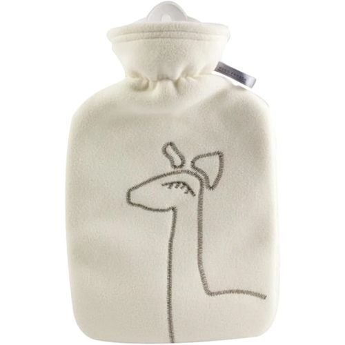 Hot Water Bottle with Cover (1,8L Fleece, White Deer Application), Made in Germany, Non-Toxic Certified, Soothing Warmth, Helps Relief Muscle Aches & Pain, Menstrual Cramps