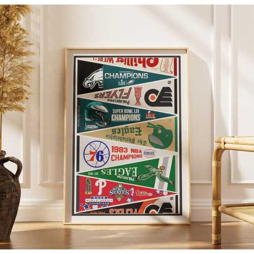 Philadelphia Sports “City of Champions" Pennants Collection All-Teams Wall Art Print