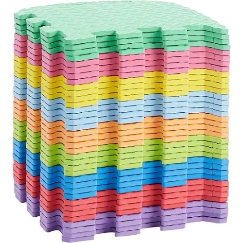Amazon Basics Kids Puzzle Exercise Interlocking Play Mat, EVA Foam - Pack of 36 Tiles, 12" x 12", 54 Borders
