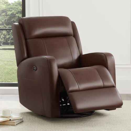 Hokku Designs Louisa Genuine Leather Swivel Glider Power Recliner & Reviews | Wayfair