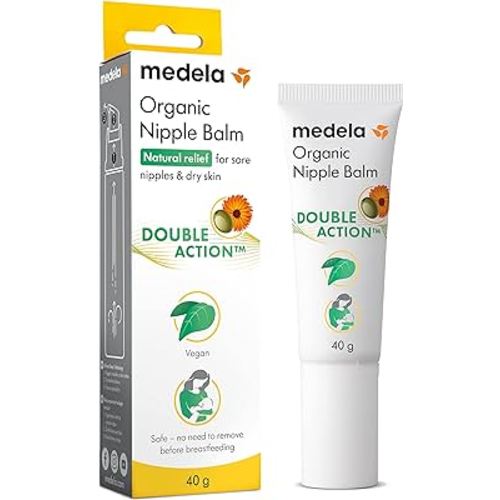 Medela Organic Nipple Cream & Pumping Lubricant, Soothes & Nourishes for Breastfeeding, Made with Natural Ingredients, Provides Fast Relief for Sore Nipples, Postpartum Essential, 1.34 fl oz