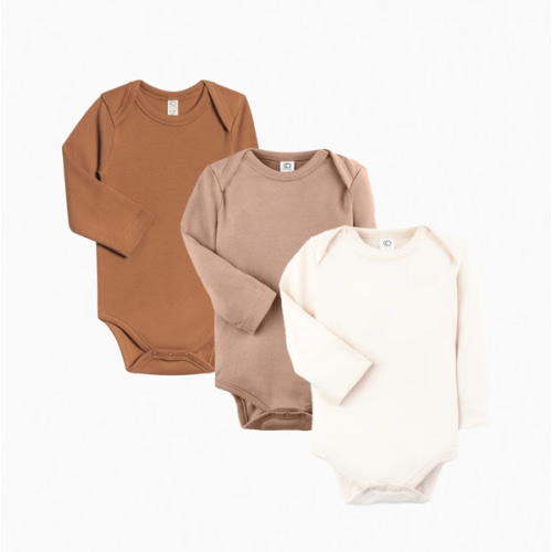 3-Pack Classic Long Sleeve Bodysuit Bundle Chai + Truffle + Natural - Colored Organics Rompers | Maisonette