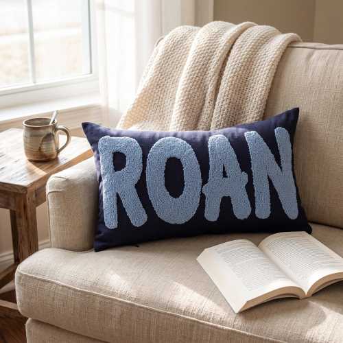 Personalized Punch Needle Pillow, Custom Name Embroidered Nursery Decor