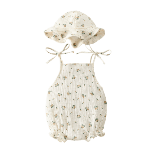 Sweet Floral Tie-Front Baby Bodysuit Set | Petit Hollow