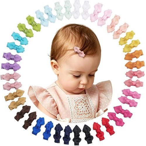 CÉLLOT 52pcs Mini Baby Bows for Baby Girls Toddlers Infant Fine Thin Hair