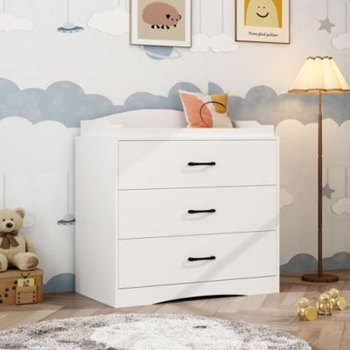 Famapy Changing Table Dresser with 3 - Drawer,Baby Dresser Chest,Multi - Use Storage,Smooth Drawers,Safe Changing Station for Nursery