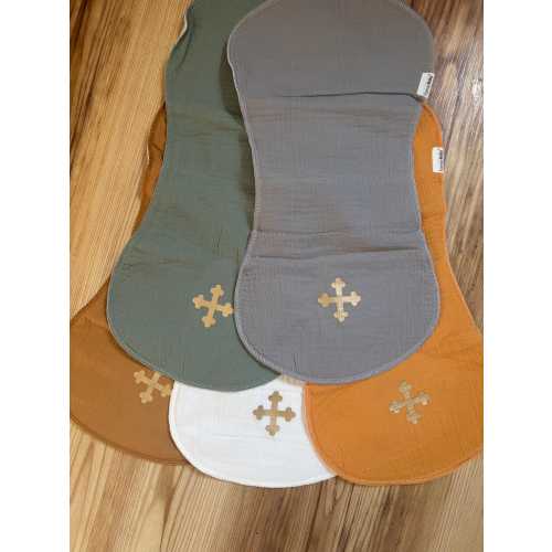 Baby Burp Cloth, Gold Cross