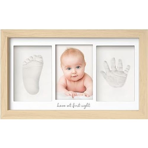 Baby Hand and Footprint Kit - Baby Footprint Kit, Newborn Keepsake Frame, Baby Handprint Kit, Personalized Baby Gifts, Nursery Decor, Baby Shower Gifts for Girls Boys(Ash Wood)