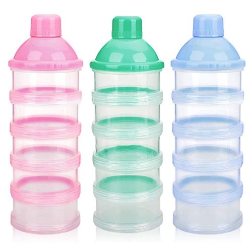 Accmor Formula Dispenser On The Go, 5 Compartments Stackable Formula Container for Travel, Baby Milk Powder Kids Snack Container, BPA Free