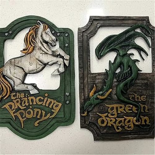 Lord of The Rings The Prancing Pony and The Green Dragon Pub Signs Set, Funny bar Signs, Pub Bar Home Decorative Wall Sign and Plaques for Front Door Hanging Sign