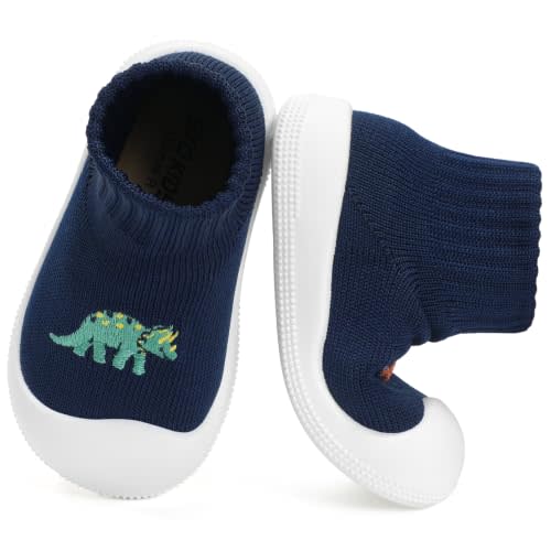 STQ Baby/Toddler Sock Walking Shoes Infant Slippers 12-18 Months | Anti-collision toe box, Moisture-wicking knit upper, Easy on off, PVC non-slip outsole