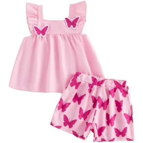 Kaipiclos Infant Baby Girl Clothes Outfits Daisy Print Ruffle Sleeve Shirt Tops Shorts Baby Summer Outfit 3 6 12 18 24 Month