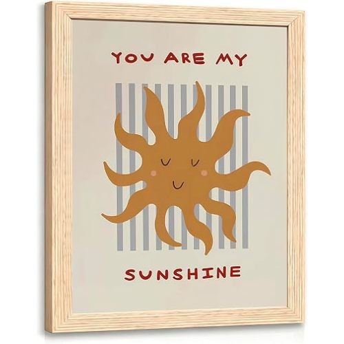 INJOLLY Wood Framed You Are My Sunshine Nursery Wall Art 8x10 in