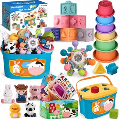6 in 1 Montessori Baby Toys 6-12 Months, Soft Sensory Development Toy Set