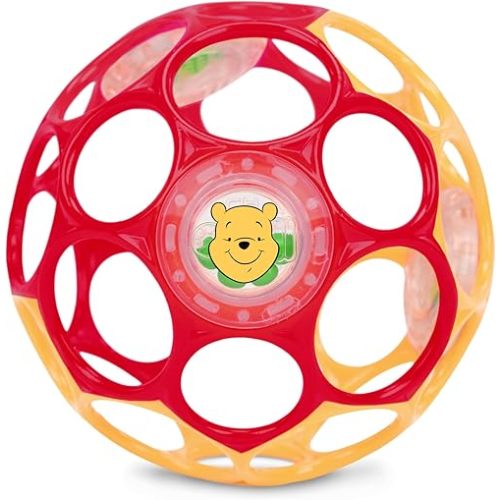 Disney Winnie The Pooh Oball Easy-Grasp Rattle by Bright Starts, Infant Toy in RedYellow, Age Newborn and up, 4 Inches