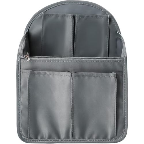 Surblue Backpack Organizer Insert Liner Hanging Travel Rucksack Purse and Handbag Insert Pocket, High-capacity Divider Foldable Nylon Shoulder Bag Organizer for Men and Women, (Grey, M)