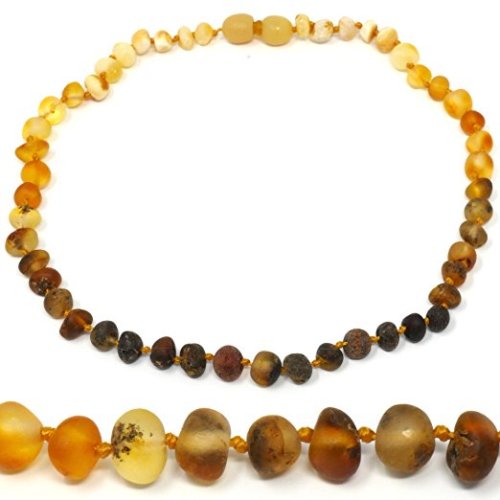 Amber Teething Necklace - TRULY Raw 100% Baltic Amber (11" 🌈Rainbow)