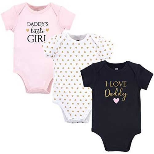 Hudson Baby Baby Girls' 3pc Cotton Bodysuits