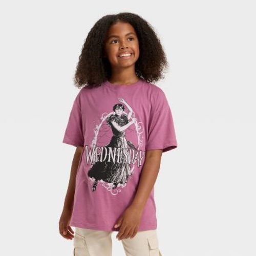 Wednesday Series Girls' Short Sleeve Graphic T-Shirt - Maroon