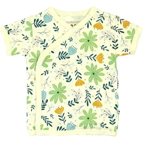 Babysoy Unisex Baby Toddler Short Sleeve Wrap Around Kimono Tee Shirt