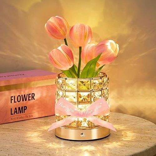 Tulip Flower Lamp, Mothers Day Gifts | USB Rechargeable Cordless Night Light | Touch Control | 3-Color Adjustable Dimming | Mothers Day Gift for Mom, Birthday Gift for Women, Home Decor