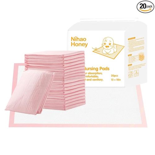 Disposable Changing Pad for Baby, 20 Pack Portable Diaper Changing Pad Liner Baby Changing Pad Waterproof Underpads (Pink, 13x18 Inch)