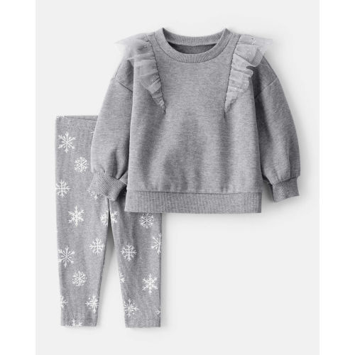 Baby Girl 2-Piece DayDream Fleece Snowflake Print Long-Sleeve Tee & Pant Set - Carter's | Carter's
