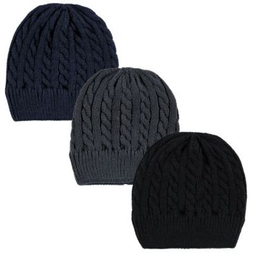 Hudson Baby Family Knitted Caps 3pk, Black Blue, Infant Toddler