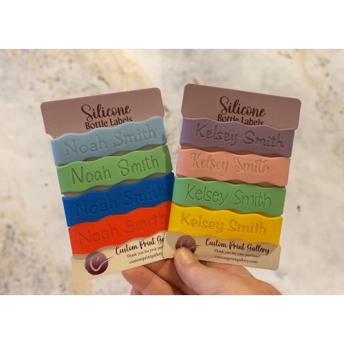 Silicone Bottle Band: Personalized Engraved Name Label, Thermos & Sippy Cup, Bottle Labels for School, Daycare, Camp, Church, Water or Baby