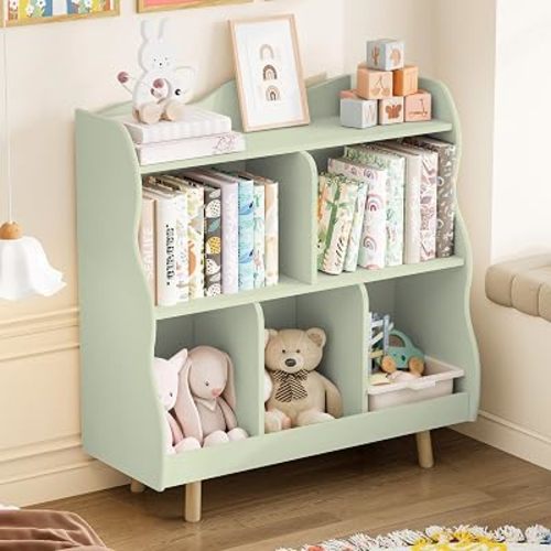Treocho Kids Bookshelf and Toy Storage Orangizer, 3-Tier,Curve