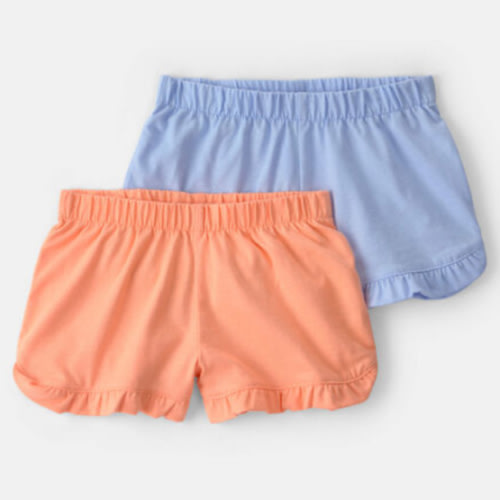 Baby Girl 2-Pack Flutter-Hem Fashion Shorts - Orange/Blue | Carter's