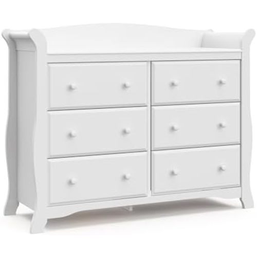 Storkcraft Avalon 6 Drawer Double Dresser, White