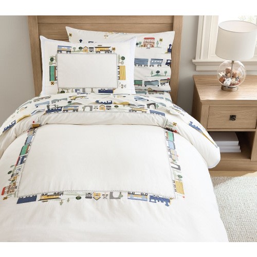 Embroidered Heritage Train Duvet Cover | Pottery Barn Kids