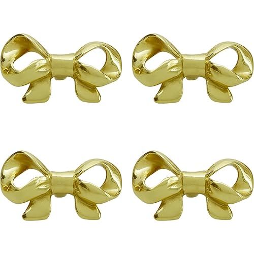 Mewuthede Bow Drawer Knobs, Metal Bow Dresser Knobs, Single Hole Pulls Handles for Cabinet Closet Drawer Dresser Wardrobe Cupboard Hardware Cupboard(4 PCS,Bow)